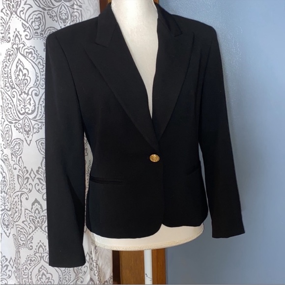 Liz Claiborne black business one gold button blazer - Picture 1 of 2